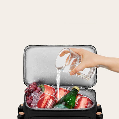 Insulated Backpack Cooler Leak Proof 2 Compartment Lunch Bag for Hiking Camping-Black