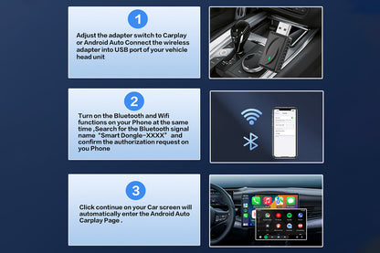 2 in 1 Carplay Android Auto Wireless Adapter Auto Connect USB Dongle For Wired Carplay Android