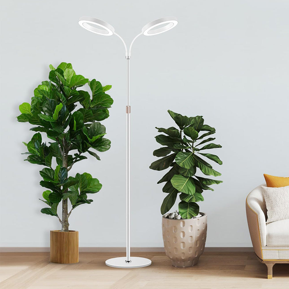 Dual Head Multi Color LED Plant Lamp with Stand-White