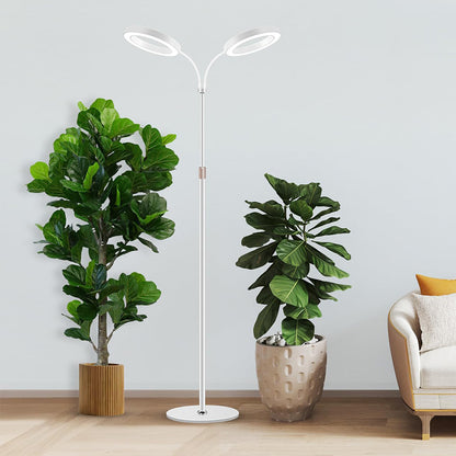 Dual Head Multi Color LED Plant Lamp with Stand-White