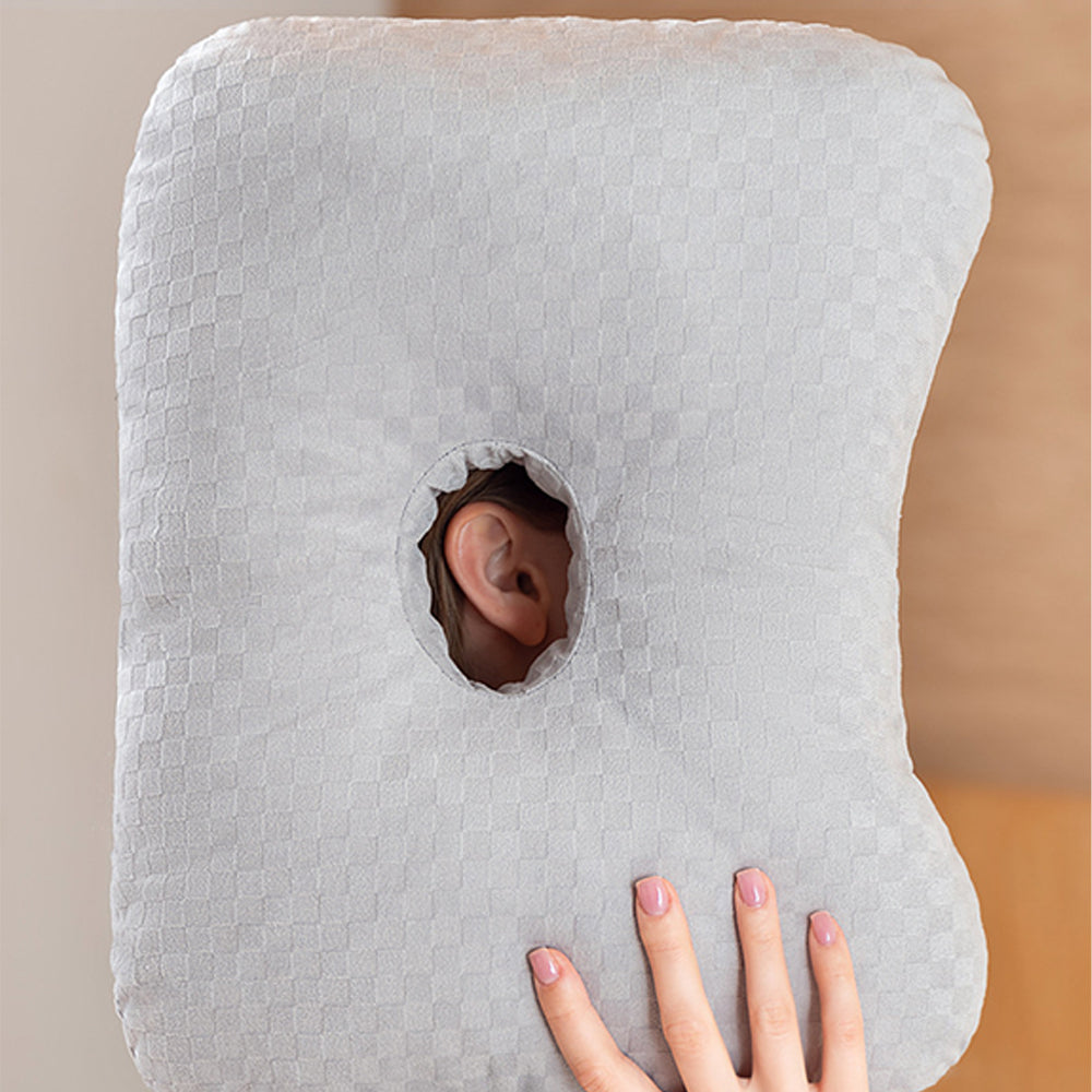 Ear Pillow for Side Sleepers with Hole-Grey
