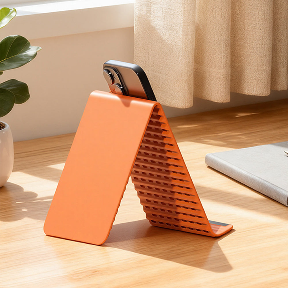 Portable Silicone Phone Stand Desk Holder for Office Travel Airplane-Orange