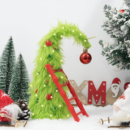 Bendable Desktop Christmas Tree with Lights and Mini Ladder - Red Ball