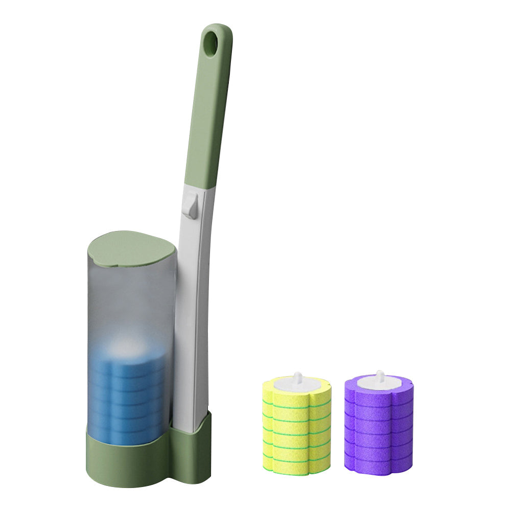 Disposable Toilet Brush Set with 18Pcs Replacement Brush Heads Green