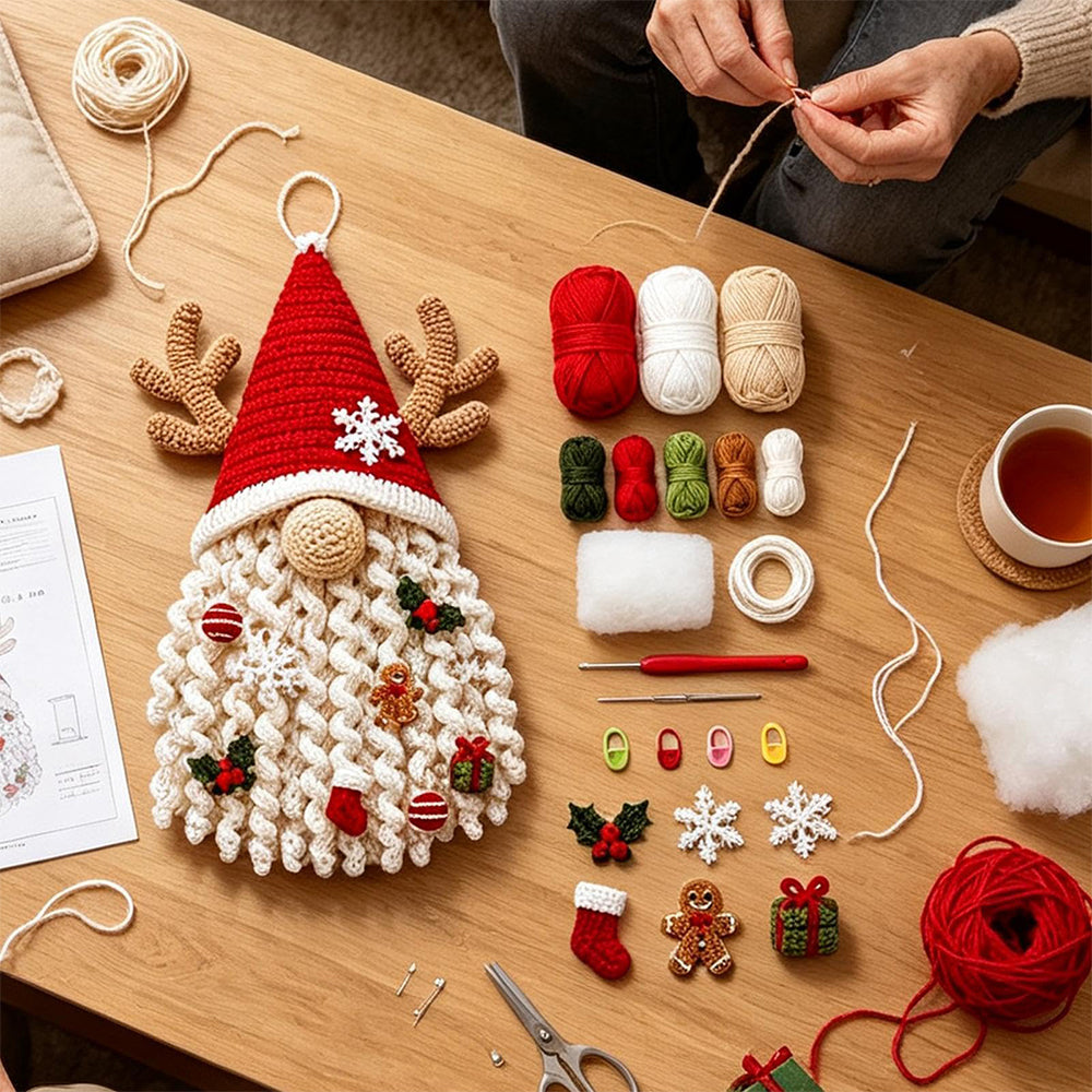DIY Christmas Crochet Kit For Adults with Yarn and Hook - Christmas gnome