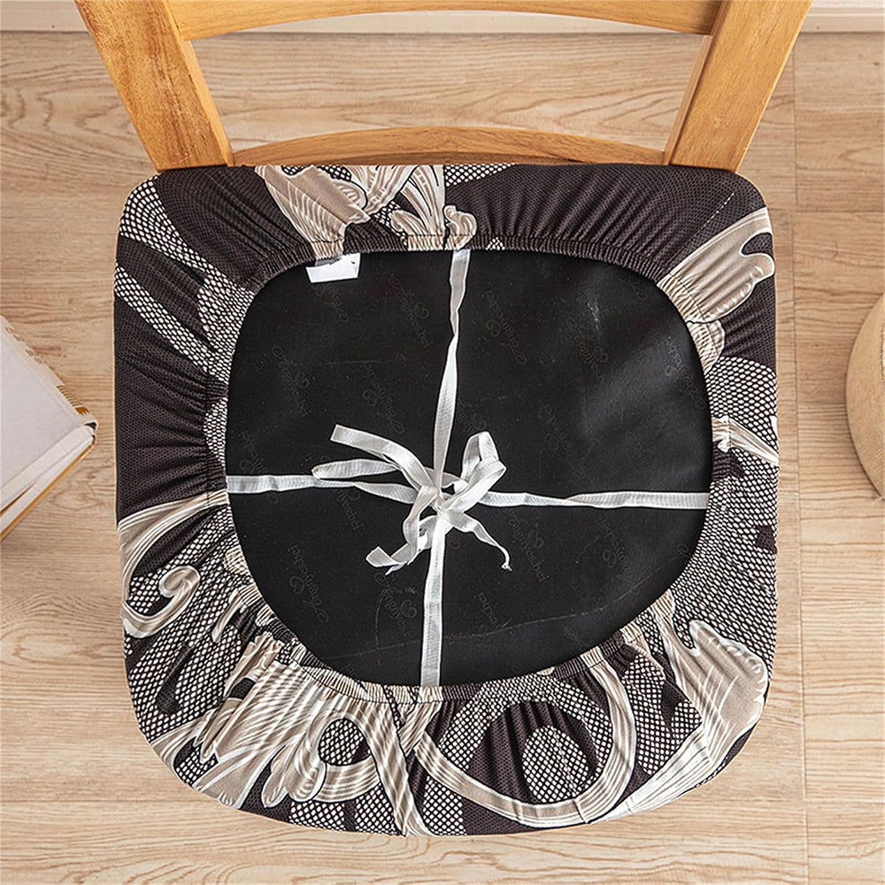 2PCS Stretch Chair Seat Covers Printed Washable Seat Cushion Slipcovers for Dining Chairs Style 2