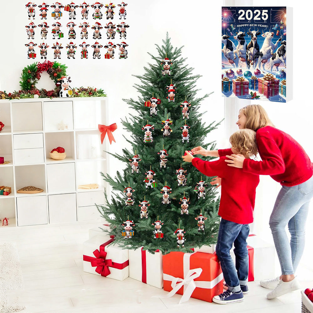 Christmas Cow Advent Calendar ¨C 24-Day Blind Box Ornaments Set for Tree Style 1