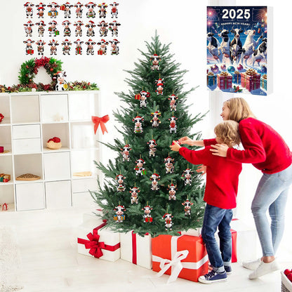 Christmas Cow Advent Calendar ¨C 24-Day Blind Box Ornaments Set for Tree Style 1
