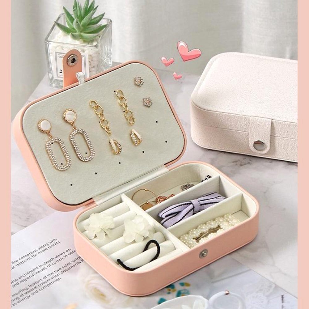 Portable Trave Jewelry Case Jewelry Storage Box for Earrings Rings Necklaces Bracelets Watches Pink