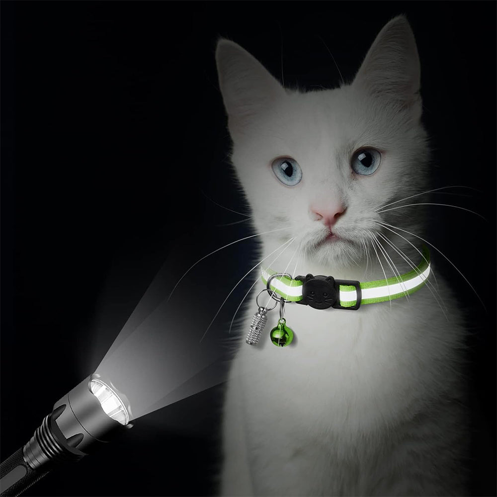 12 Pcs Reflective Cat Collar Kitten Safety Collar with Bell and ID Tags