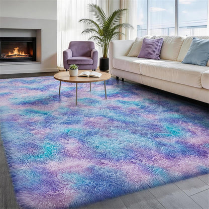 Plush Area Rug Soft Fluffy Carpet for Bedroom Living Room Dorm Room-Blue