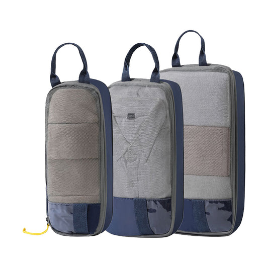 3-Piece Compression Packing Storage Bag Set Travel Accessories Packing Organizers Travel Carry Bags Household Storage Dark Blue