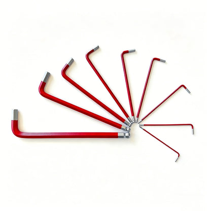 9Pcs Long Arm Ball End Hex Key with CRV Steel for Car and Motorcycle Repair-Red