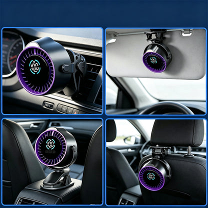 100 Level Digital Clip Fan 720 Degree Airflow Portable Car Fan - Grey