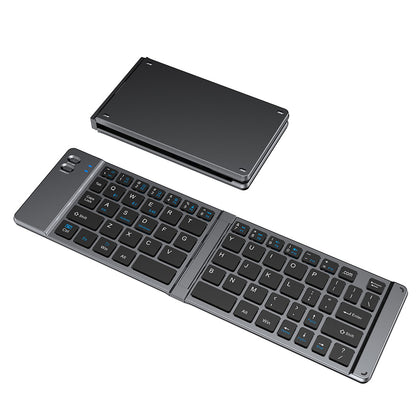 Foldable Wireless Keyboard Mouse Set Tri-Mode Bluetooth 2.4G Rechargeable - Dark Grey