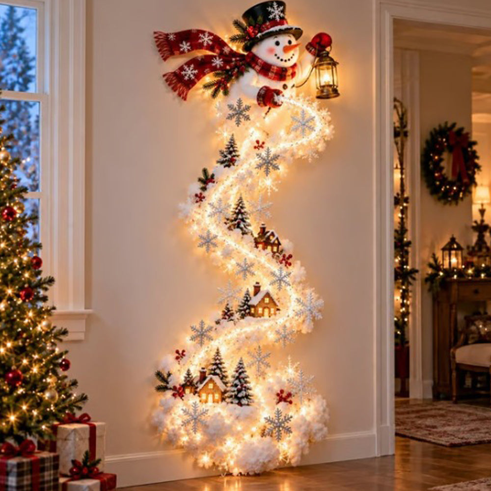 2D Acrylic Christmas Enchanted Path Wall Light  Warm White Wall Light - Santa