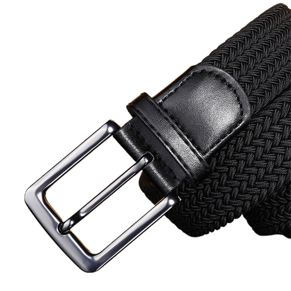 Elastic Braided Stretch Belt for Golf Pants Casual Shorts Jeans-Black