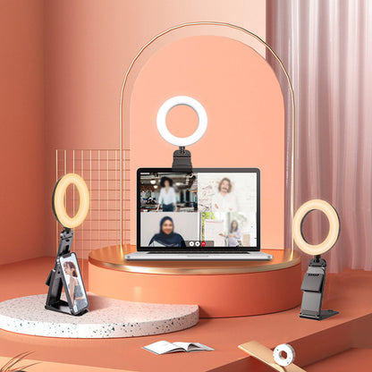 Ring Light with Stand for Desk Clip On LED Selfie Light Desktop for Zoom Meeting