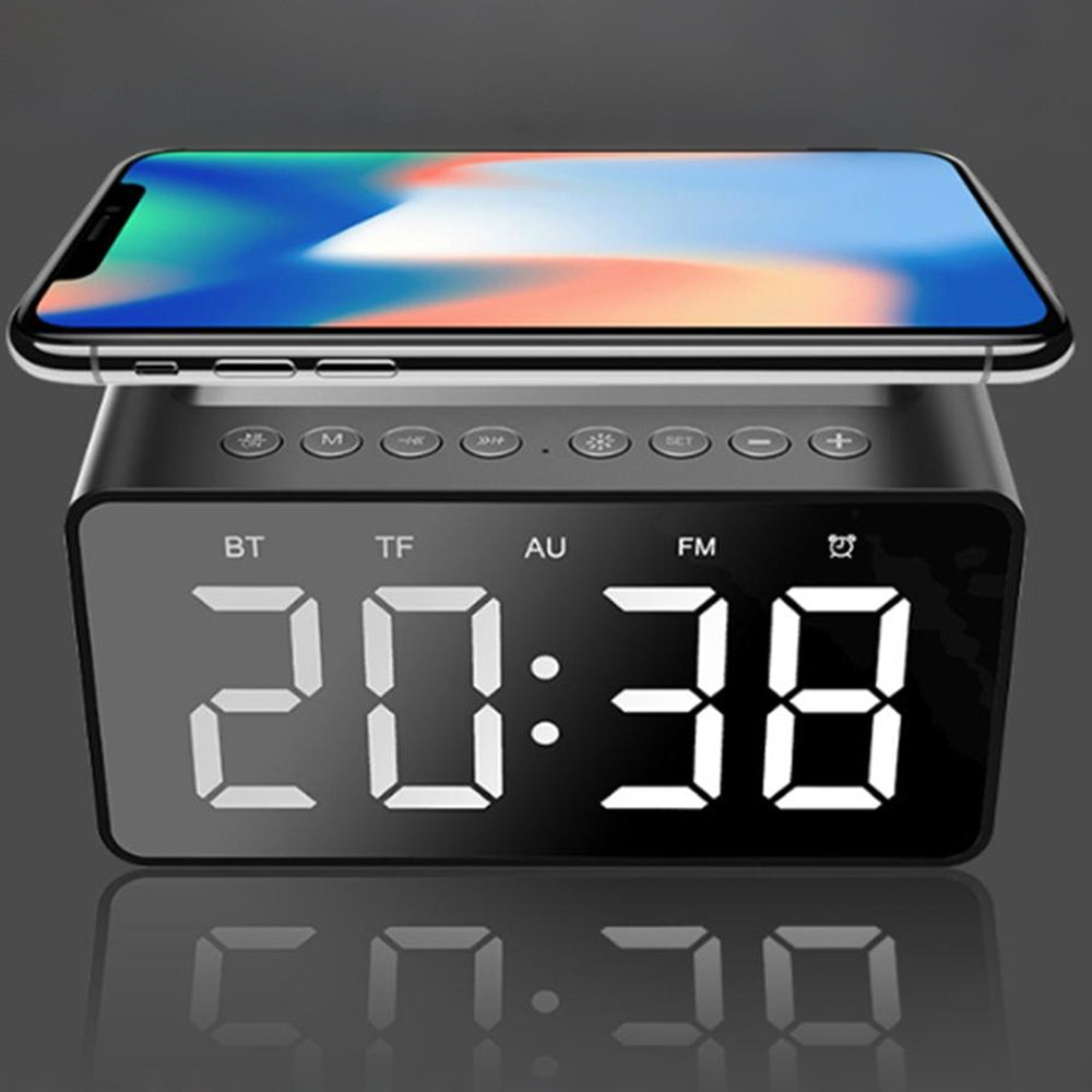 Wireless Charging Bluetooth Speaker with LED Digital Alarm Clock
