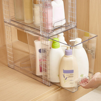 4Pcs Stackable Clear Makeup Organizer Drawer -S Size