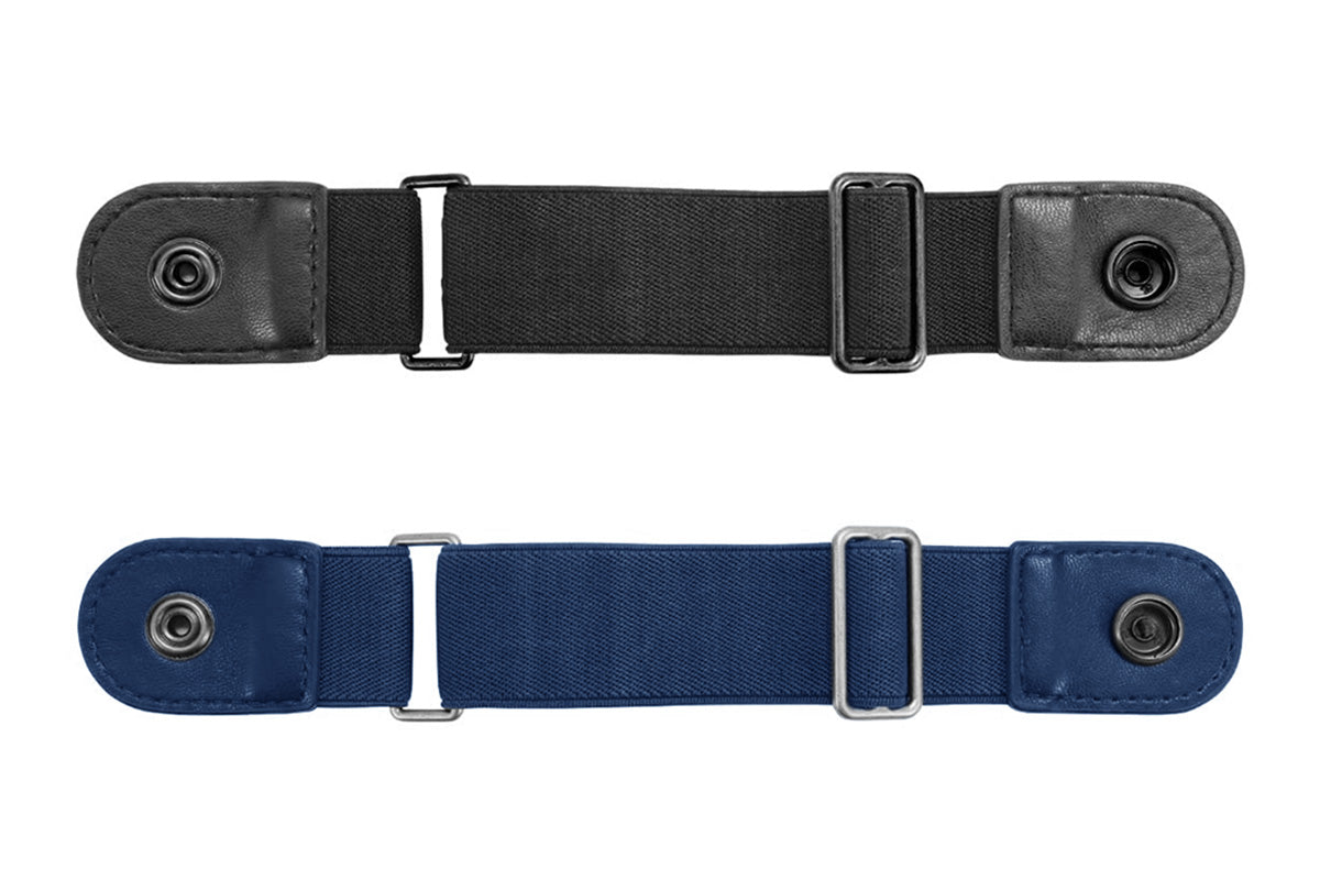 2 Piece Elastic Side Buckle Belt - Black