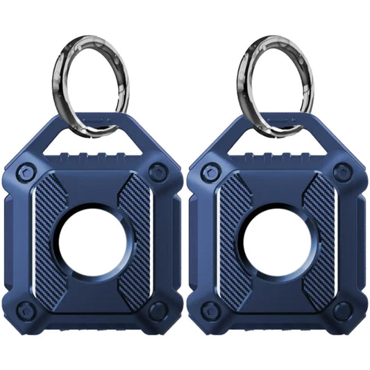 2Pcs For Apple AirTag Protective Case Water-Resistant TPU Full Cover with Key Ring Royal Blue
