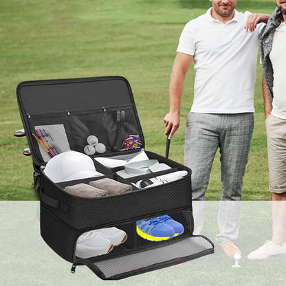 2-Layer Golf Trunk Organizer Golf Accessories Locker with Separate Compartment for Shoes Clothes Gloves