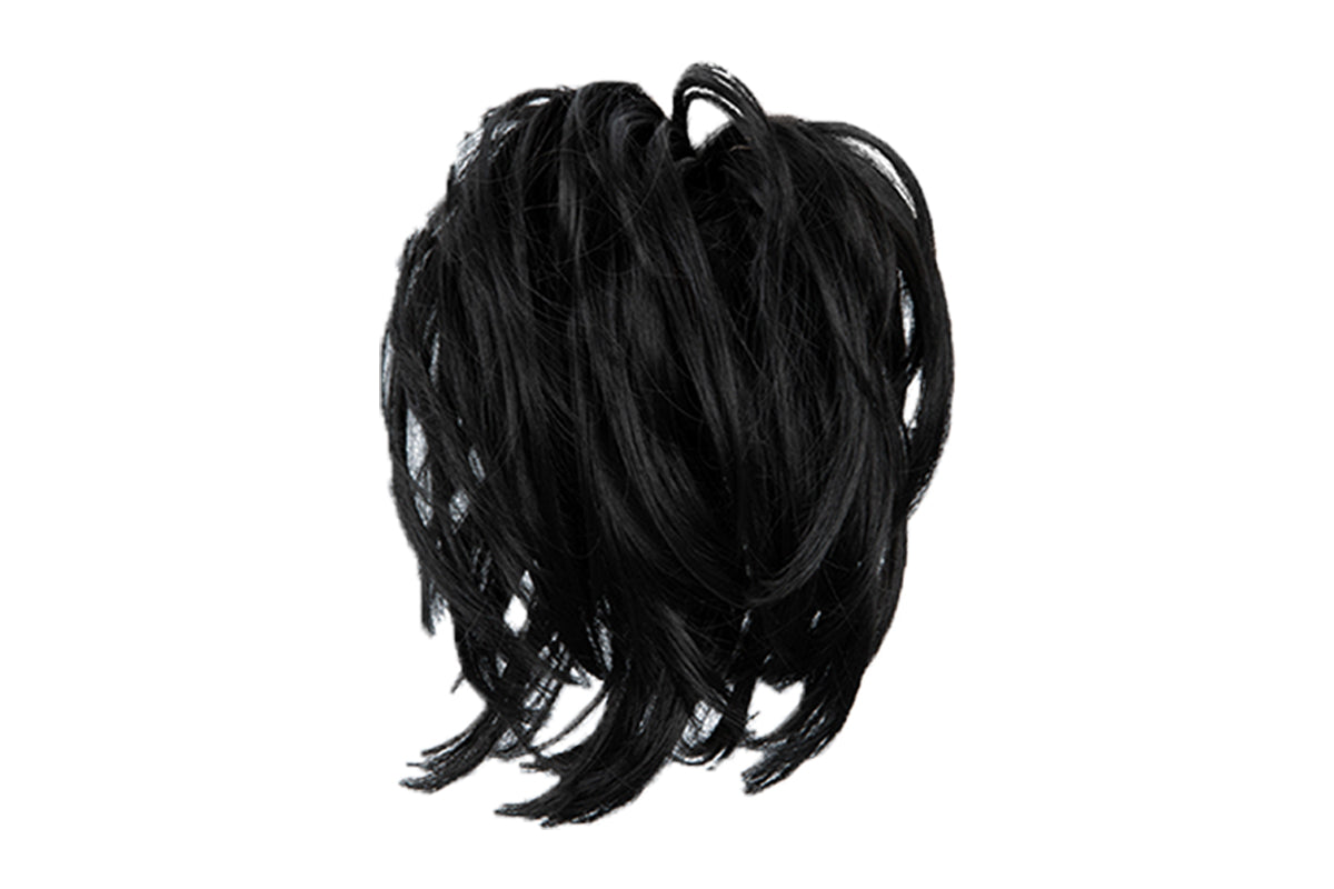 20CM High-Temperature Fiber Natural Messy Bun Scrunchy Thick Messy Bun Hair Piece-Jet Black
