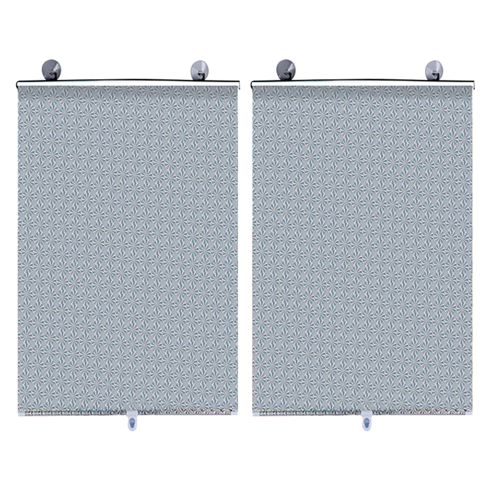 2pcs Car Window Shade Retractable Roller Blinds Sunshade Blackout Curtains with Suction Cups -Silver
