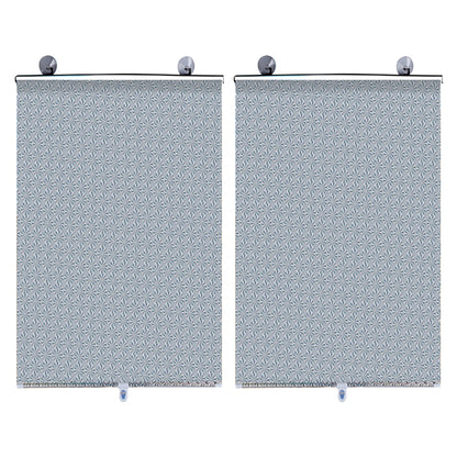 2pcs Car Window Shade Retractable Roller Blinds Sunshade Blackout Curtains with Suction Cups -Silver