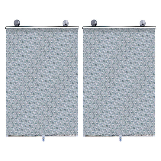 2pcs Car Window Shade Retractable Roller Blinds Sunshade Blackout Curtains with Suction Cups -Silver