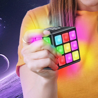 Rechargeable Handheld Game Cube with 15 Fun Brain & Memory Games Score Screen for Kids & Teens