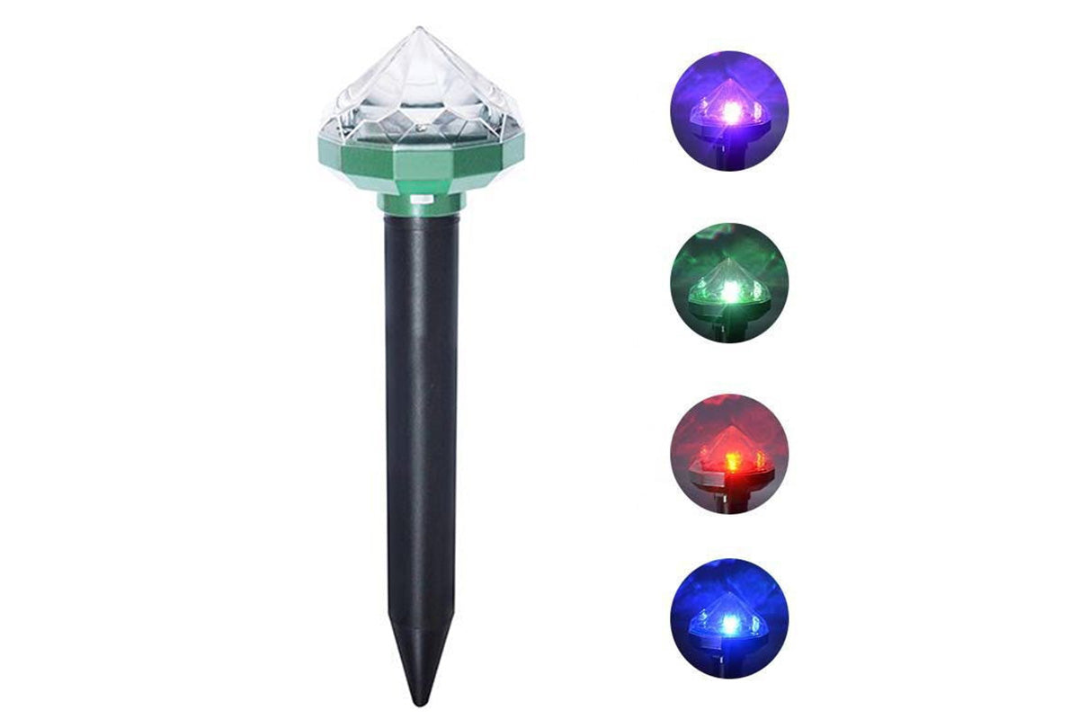 2Pcs Mole Repellent Solar Powered with Auto LED Lights for Mice Snakes Moles