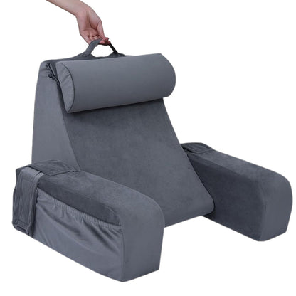 Adjustable Detachable Backrest Reading Pillow for Sitting in Bed-Grey