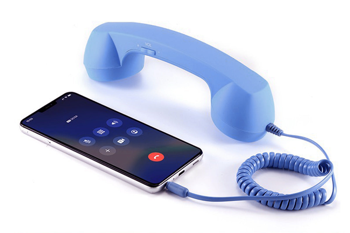 Retro Wired Handheld Telephone Handset with Microphone for Smartphones PC-Blue