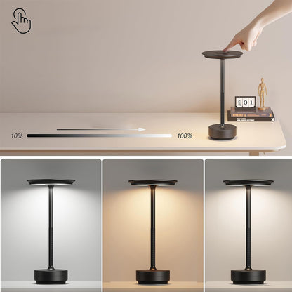 Retro Rechargeable Table Lamp with 3 Color Temperatures - Black