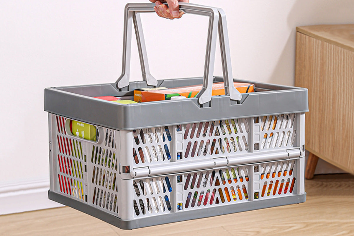 Portable Foldable Storage Basket-Grey