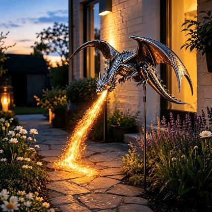 Solar Fire Breathing Dragon Garden Light Resin Solar Dragon Light