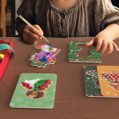 24 Christmas Theme Puncture Painting Poke Kit Art DIY Toys Christmas Tree Ornaments