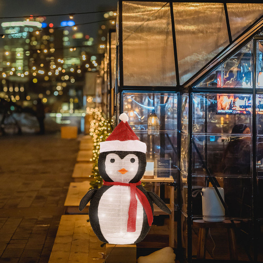 Telescopic Christmas Yard Signs with Stakes Lighted Xmas Signs Indoor Outdoor Decor Penguin Style