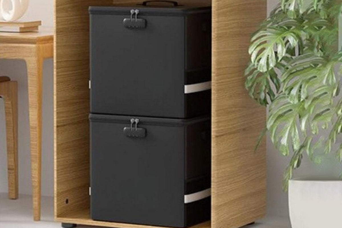 Vinyl Record Storage with Lock Fireproof Waterproof Organizer for 150 Records