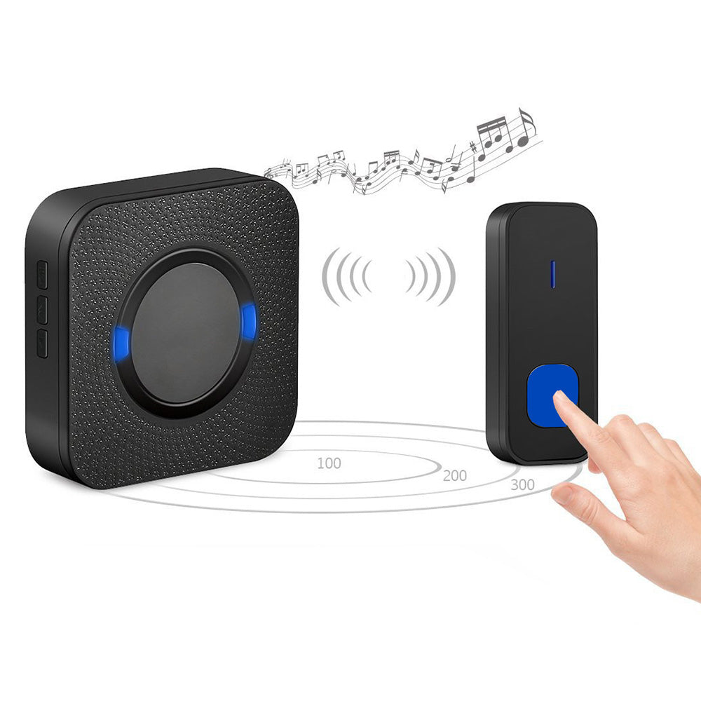 300M Range Wireless Doorbell Kit 5 Levels Volume and 55 Chimes Adjustable for Home Business