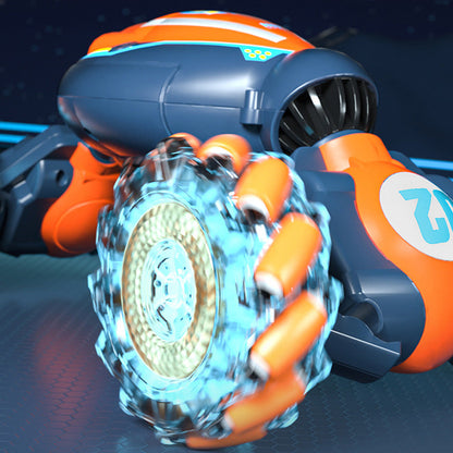 Gesture Sensing RC 4WD Twist Stunt Car Toy 2.4G Remote Control Rotating Car Toy with Lights Music Orange