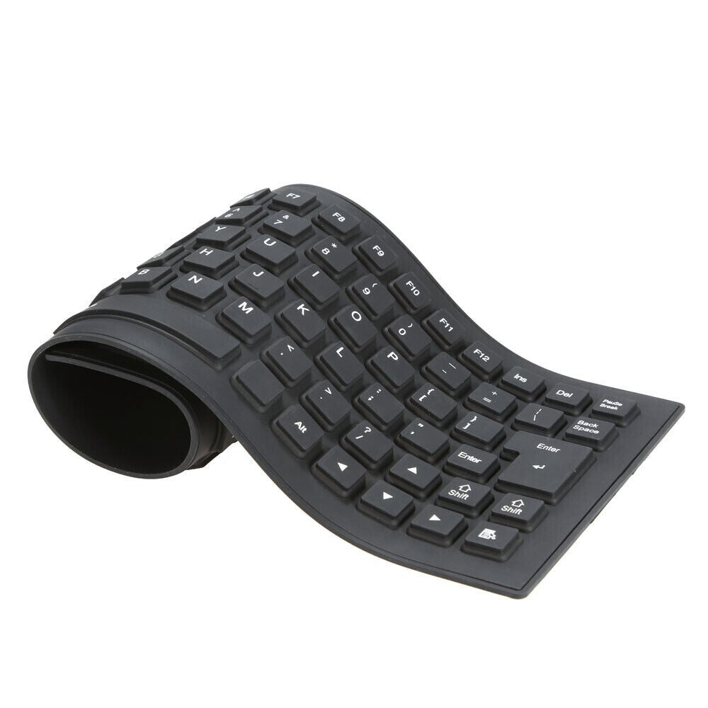 Waterproof Silicone Foldable Flexible Full Size USB Keyboard - 85-key