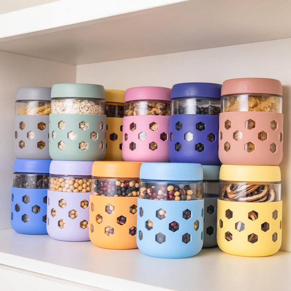 6Pcs Overnight Oats Containers with Lids and Silicone Sleeves for Yogurt Berries