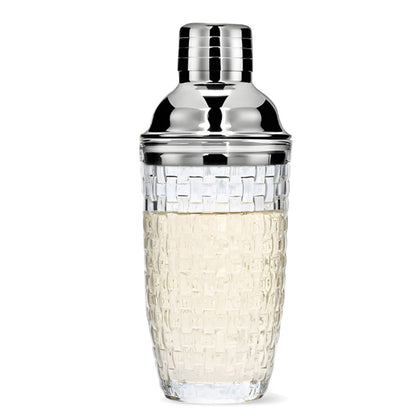 Glass Cocktail Shaker Leakproof Drinks Shaker with Steel Lid Ice Shaker for Home and Bar Use Silver