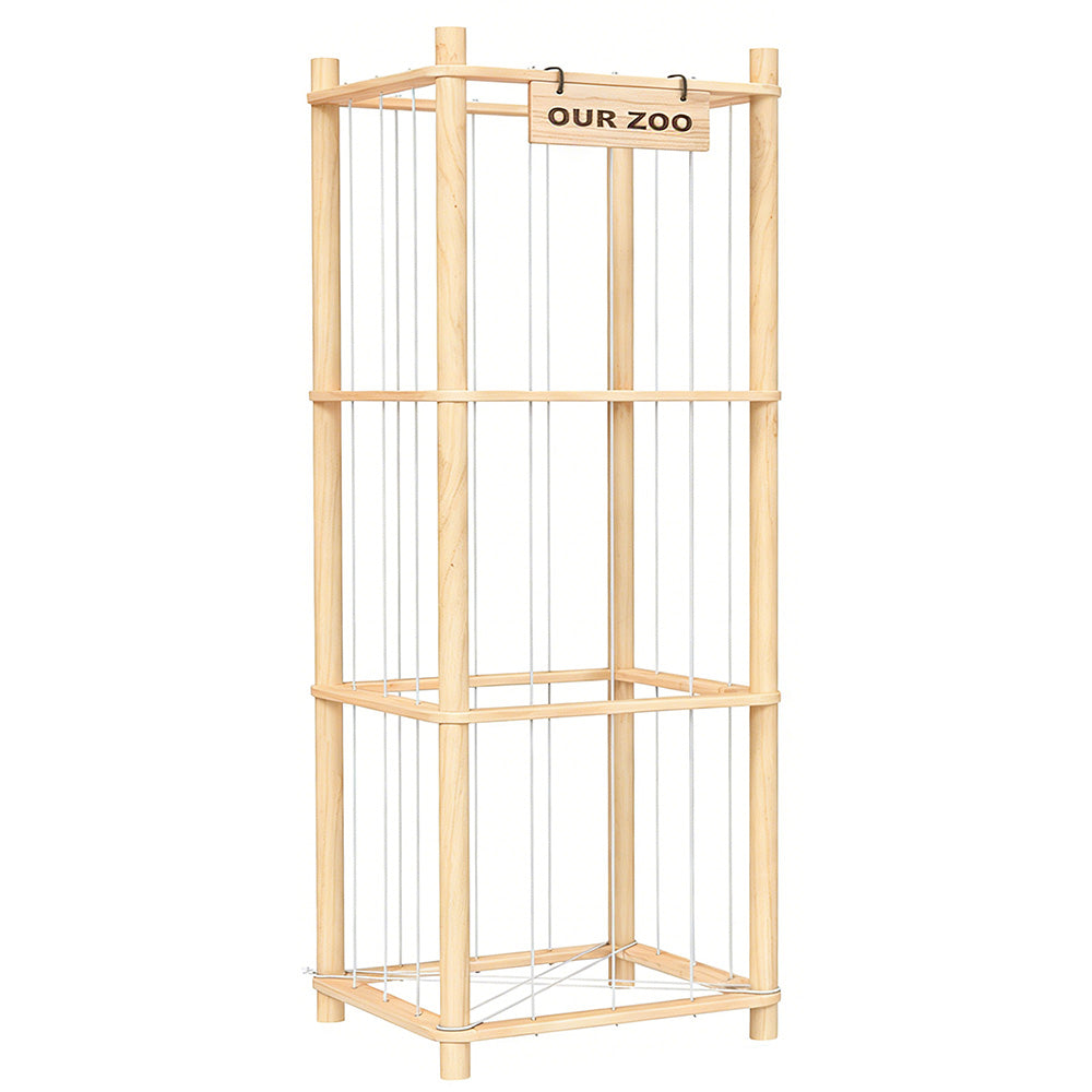 Stuffed Animal Storage Organizer Wooden Zoo Toy Holder for Playrooms Bedrooms
