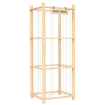 Stuffed Animal Storage Organizer Wooden Zoo Toy Holder for Playrooms Bedrooms
