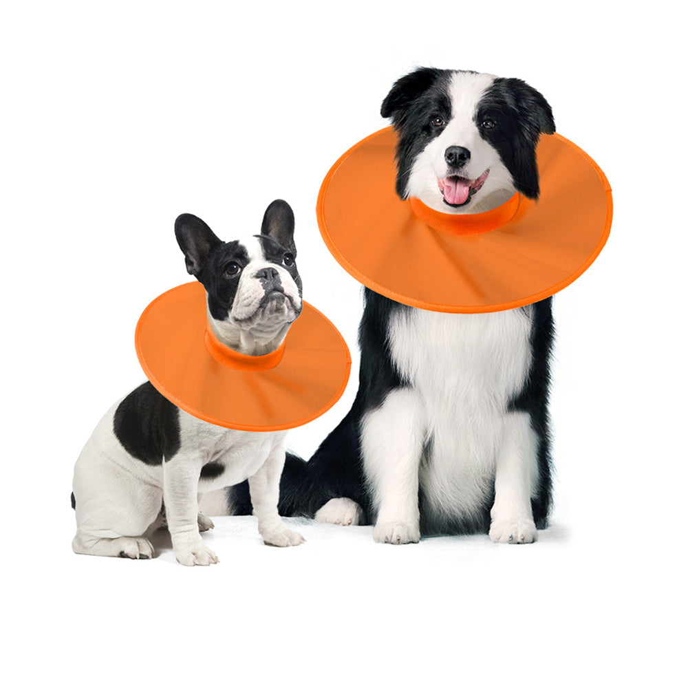 Adjustable Pet Dog E Collar Breathable Dog Cone Recovery Collar Orange