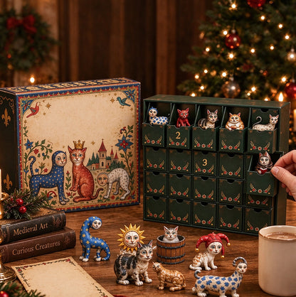 Medieval Cat 24 Day Christmas Advent Calendar with 3D Cat Figures for Adults